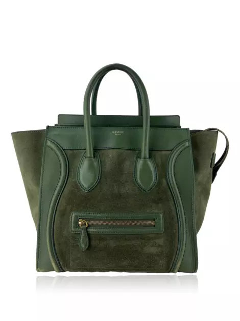 Bolsa com Alça Celine Camurça Mini Luggage Verde