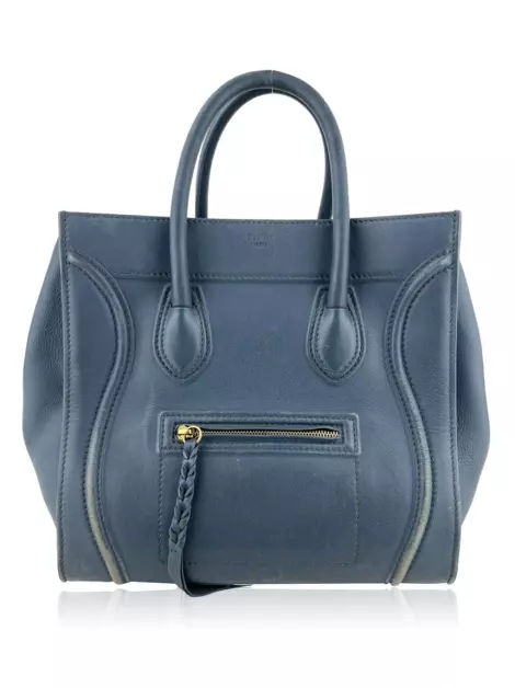 Bolsa com Alça Celine Luggage Medium Couro Azul