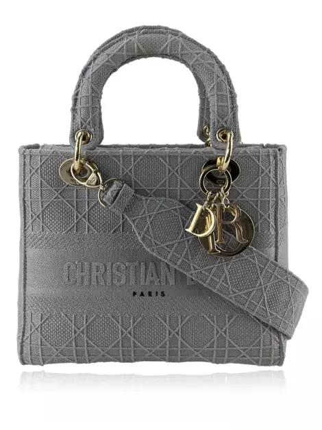 Bolsa com Alça Christian Dior Lady D-Lite Cinza