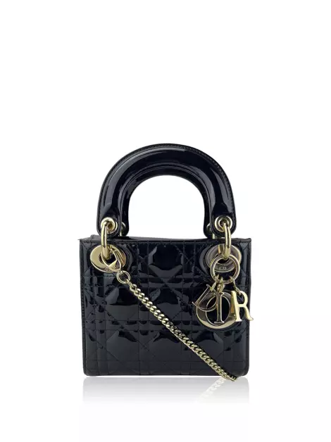 Bolsa com Alça Christian Dior Lady Dior Mini Cannage Preta
