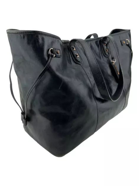 Bolsa com Alça Cynthia Rowley Couro Preta Tote