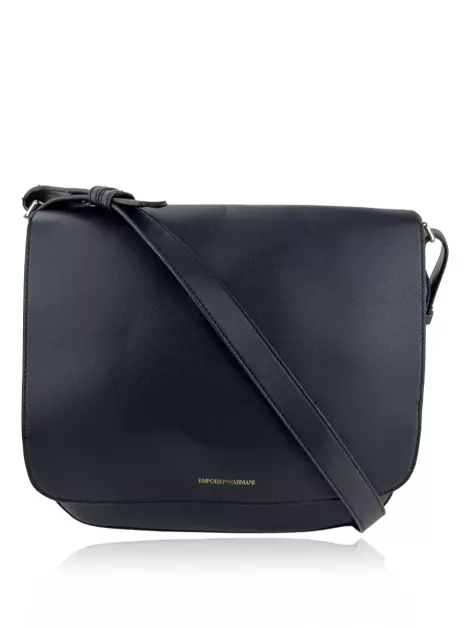 Bolsa com Alça Emporio Armani Flap PVC Preta