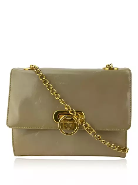Bolsa com Alça Escada Verniz Bege