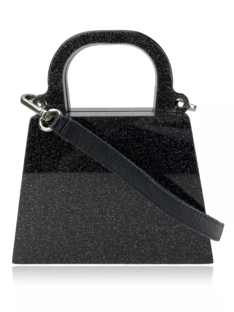 Bolsa com Alça Estilé Acrílico Glitter Preta