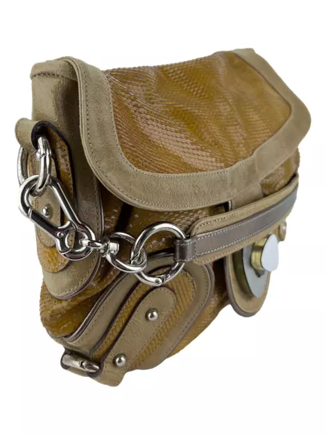 Bolsa com Alça Jamin Puech Buckle Amarela Texturizada