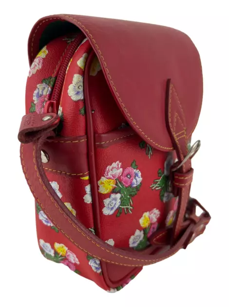 Bolsa com Alça Kenzo Couro Floral Vintage