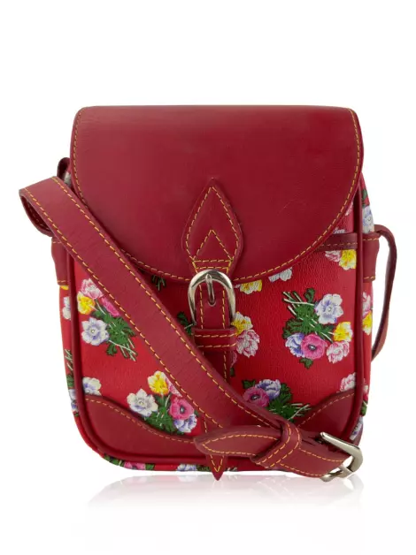 Bolsa com Alça Kenzo Couro Floral Vintage