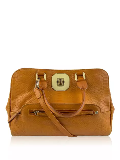 Bolsa com Alça Longchamp Edição Limitada Gatsby Embossed Couro Laranja