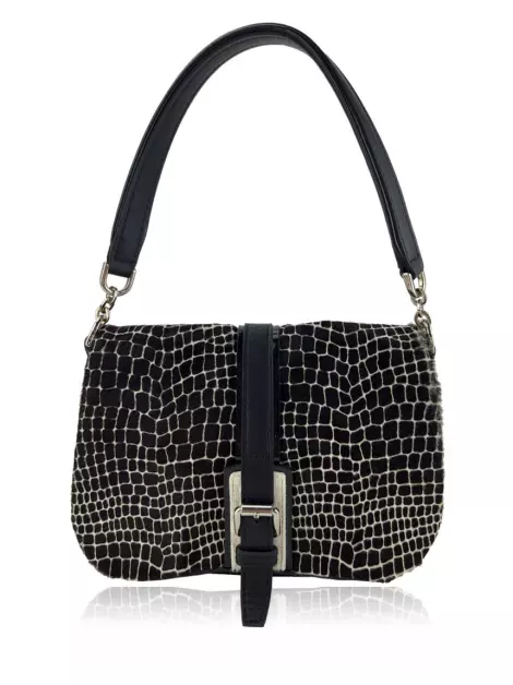Bolsa com Alça Longchamp Flap Pony Hair Bicolor