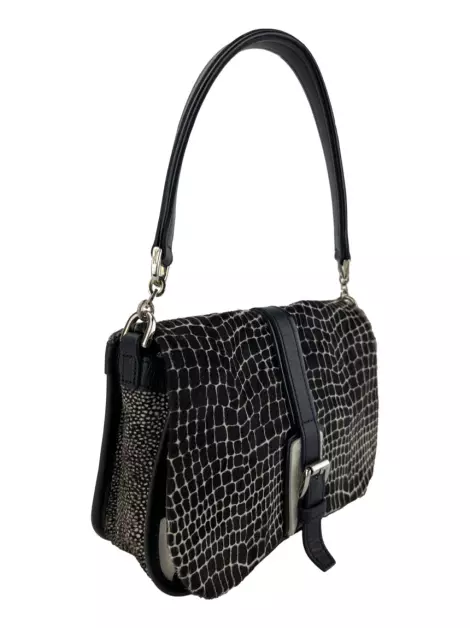 Bolsa com Alça Longchamp Flap Pony Hair Bicolor