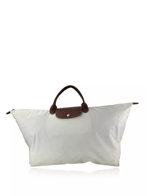 Bolsa com Alça Longchamp Nylon Le Pliage Travel Off White