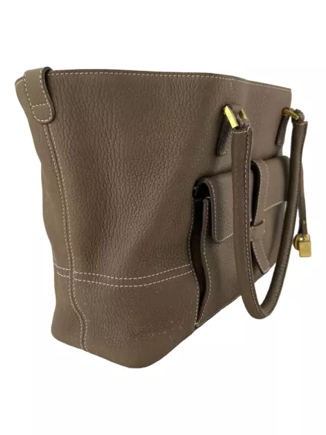 Bolsa com Alça Loro Piana Globe Couro Taupe