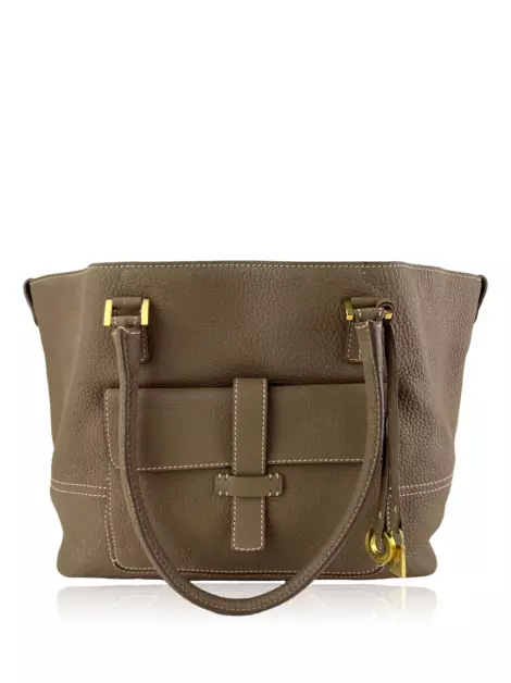 Bolsa com Alça Loro Piana Globe Couro Taupe