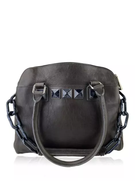 Bolsa Tote Marc Jacobs Chain Studs Couro Cinza