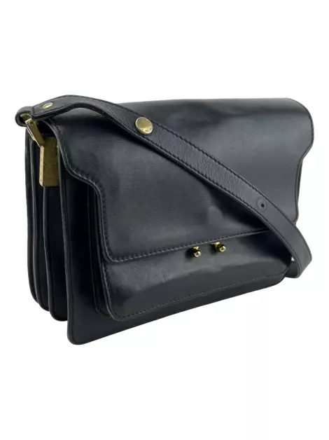 Bolsa com Alça Marni Crossbody Trunk Couro Preta