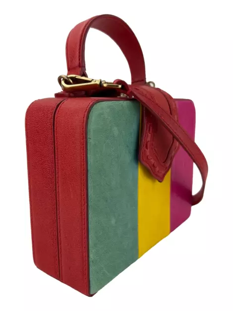 Bolsa com Alça Mehry Mu Fey Box Couro Listrado