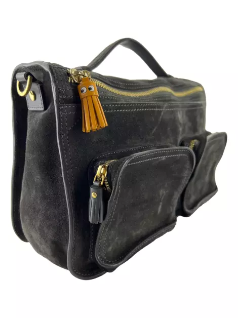 Bolsa Tiracolo Anya Hindmarch Camurça Cinza
