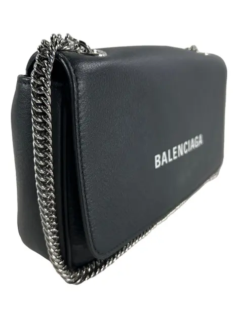 Bolsa Tiracolo Balenciaga Everyday Wallet on Chain Preto