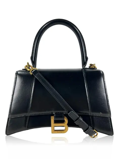 Bolsa Tiracolo Balenciaga Hourglass Shiny Box Preto