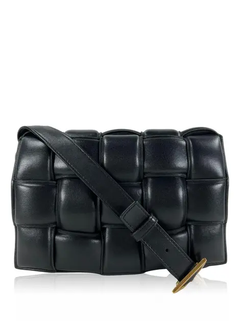 Bolsa Tiracolo Bottega Veneta Padded Cassette Maxi Intreccio Preto