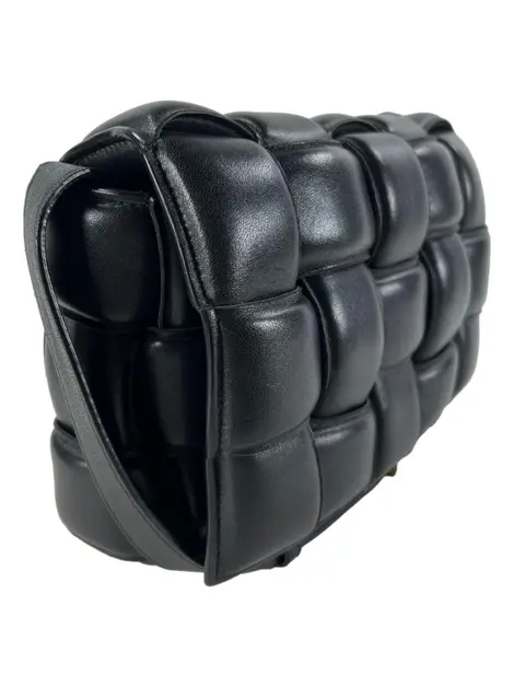 Bolsa Tiracolo Bottega Veneta Padded Cassette Maxi Intreccio Preto