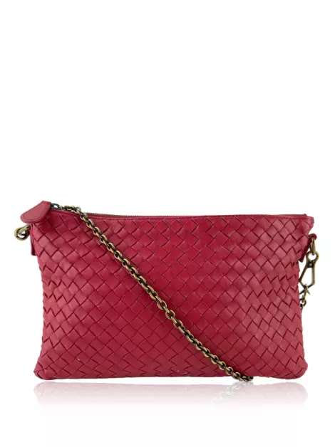 Bolsa Tiracolo Bottega Veneta Wallet on Chain Intrecciato Nappa Vermelho