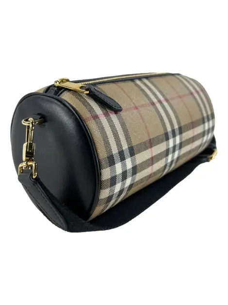 Bolsa Tiracolo Burberry Barrel Vintage Check Preto