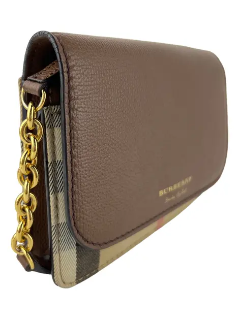 Bolsa Tiracolo Burberry WOC House Check Marrom