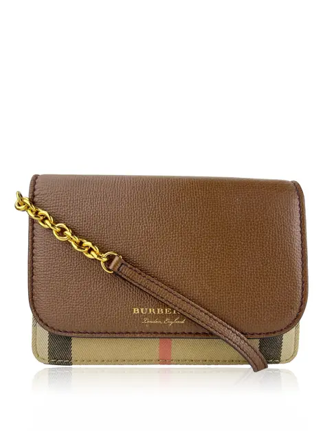 Bolsa Tiracolo Burberry WOC House Check Marrom