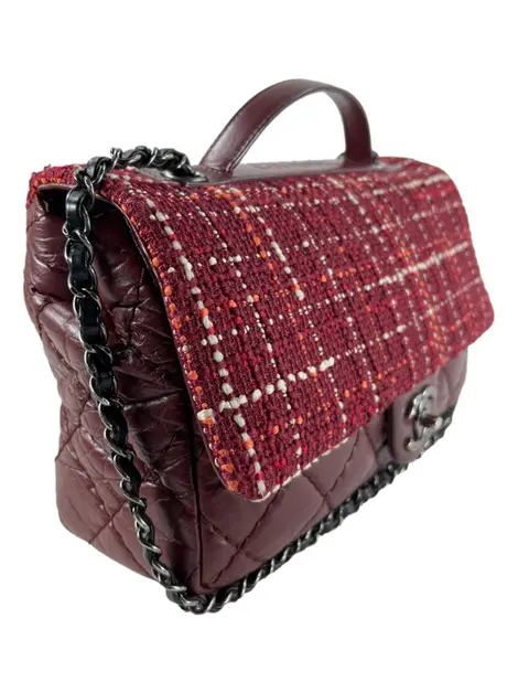Bolsa Tiracolo Chanel Airlines Tweed Quilted Vinho