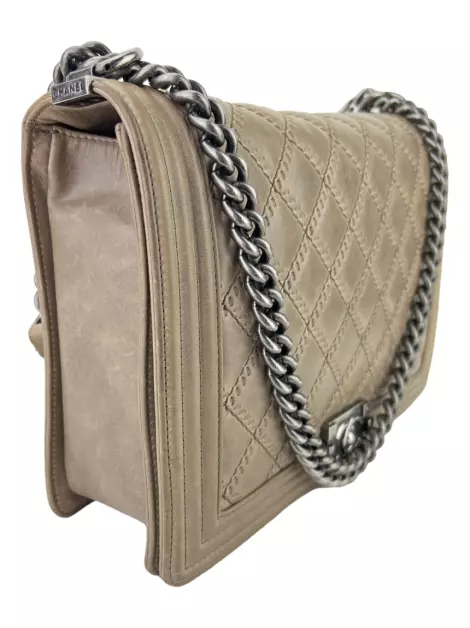 Bolsa Tiracolo Chanel Boy Stitched Marrom