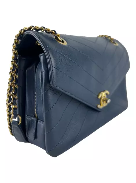 Bolsa Tiracolo Chanel Coco Flap Azul