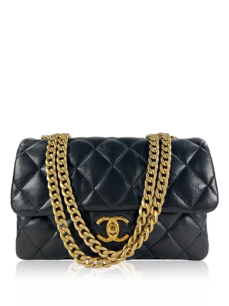 Bolsa Tiracolo Chanel Coco Mark Couro Preto