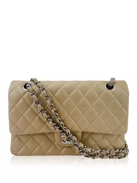 Bolsa Tiracolo Chanel Double Flap Quilted Bege