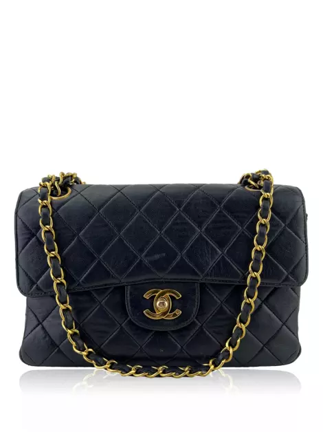 Bolsa Tiracolo Chanel Double Sided Flap Quilted Preto Vintage