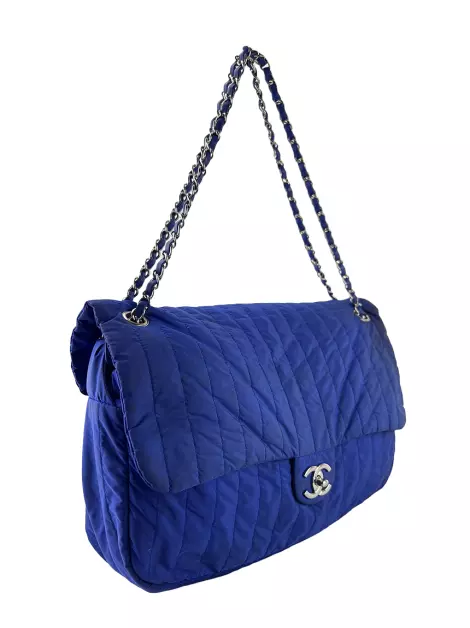 Bolsa Tiracolo Chanel Flap Nylon Azul