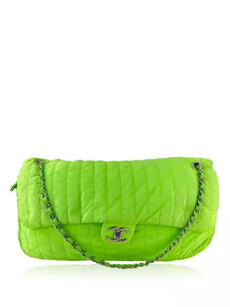 Bolsa Tiracolo Chanel Quilted Nylon Flap Bag Verde