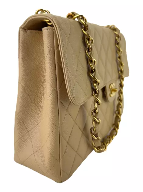 Bolsa Tiracolo Chanel Single Flap Bege Vintage