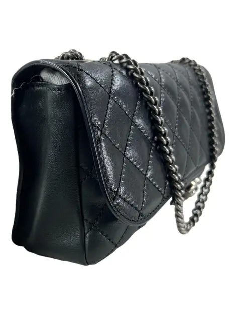 Bolsa Tiracolo Chanel Single Flap Metalassê Small Preto