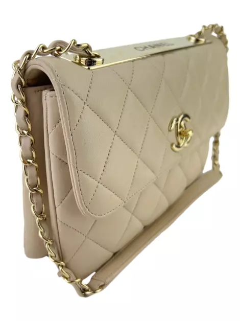 Bolsa Tiracolo Chanel Trendy CC Quilted Bege