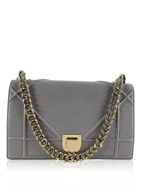 Bolsa Tiracolo Christian Dior Diorama Couro Cinza