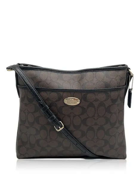 Bolsa Tiracolo Coach Signature File Preto