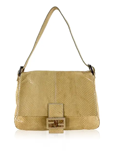 Bolsa Tiracolo Fendi Mama Forever Python Bege