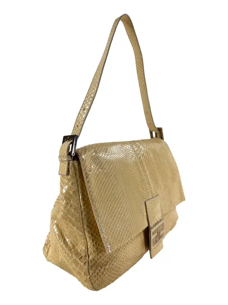 Bolsa Tiracolo Fendi Mama Forever Python Bege