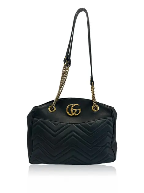 Bolsa Tiracolo Gucci Marmont GG Matelasse Preta