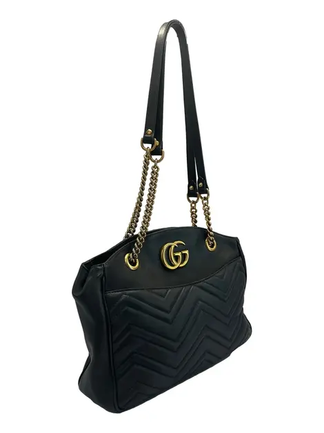 Bolsa Tiracolo Gucci Marmont GG Matelasse Preta