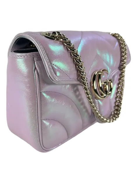 Bolsa Tiracolo Gucci Marmont GG Rosa Metalizado