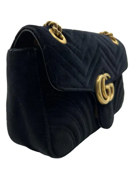 Bolsa Tiracolo Gucci Marmont GG Veludo Preto