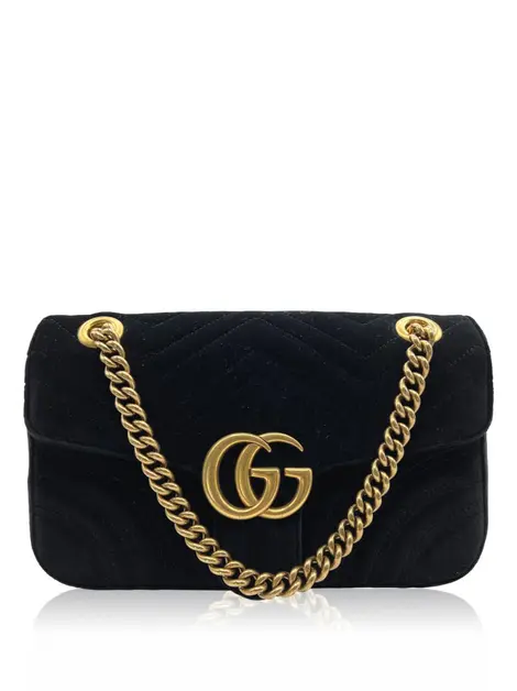 Bolsa Tiracolo Gucci Marmont GG Veludo Preto