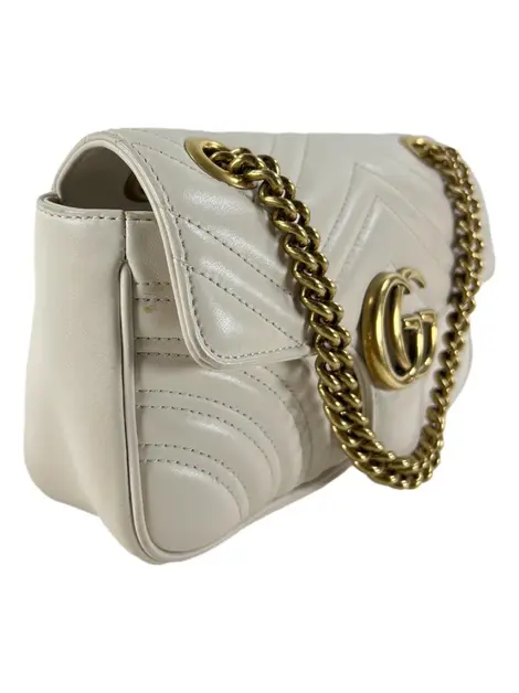 Bolsa Tiracolo Gucci Marmont Mini Branca